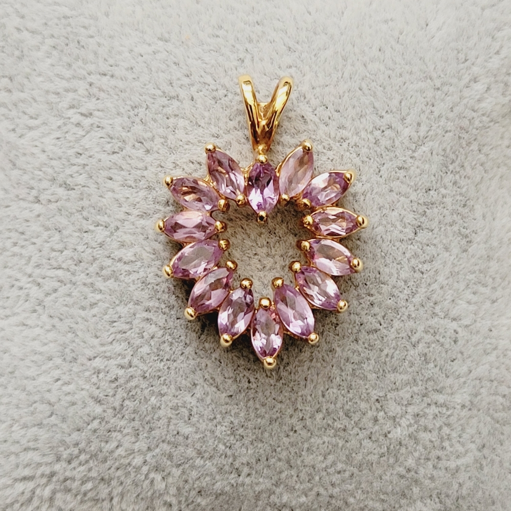 Gold Plated Amethyst Heart Pendant - Picture 5 of 9